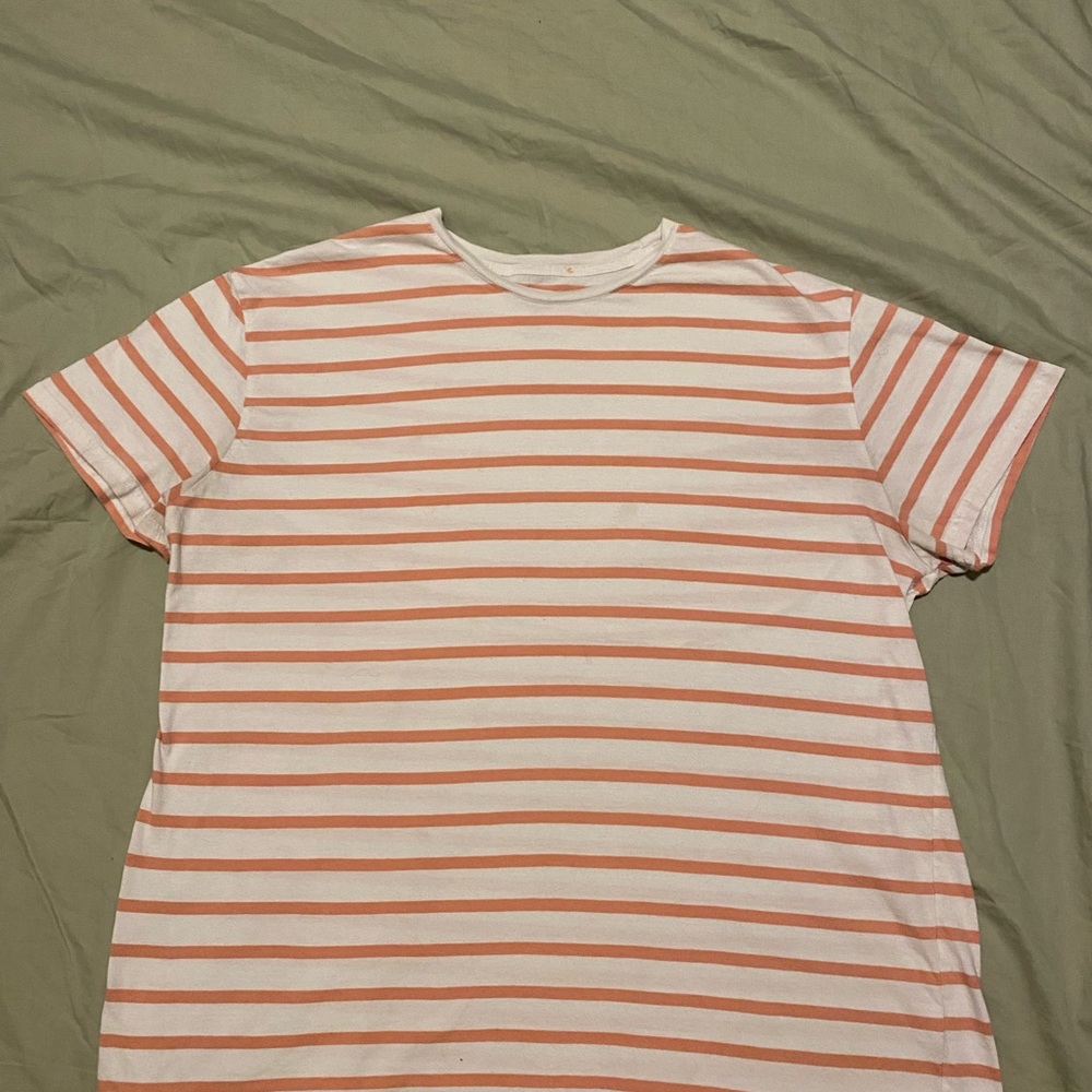 Men’s XL Stripped white and salmon shirt goodfellow and co